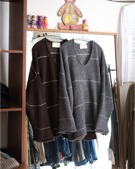INNAT "V Neck Line Border Sweater" / インアット " Vネックラインボーダーセーター"