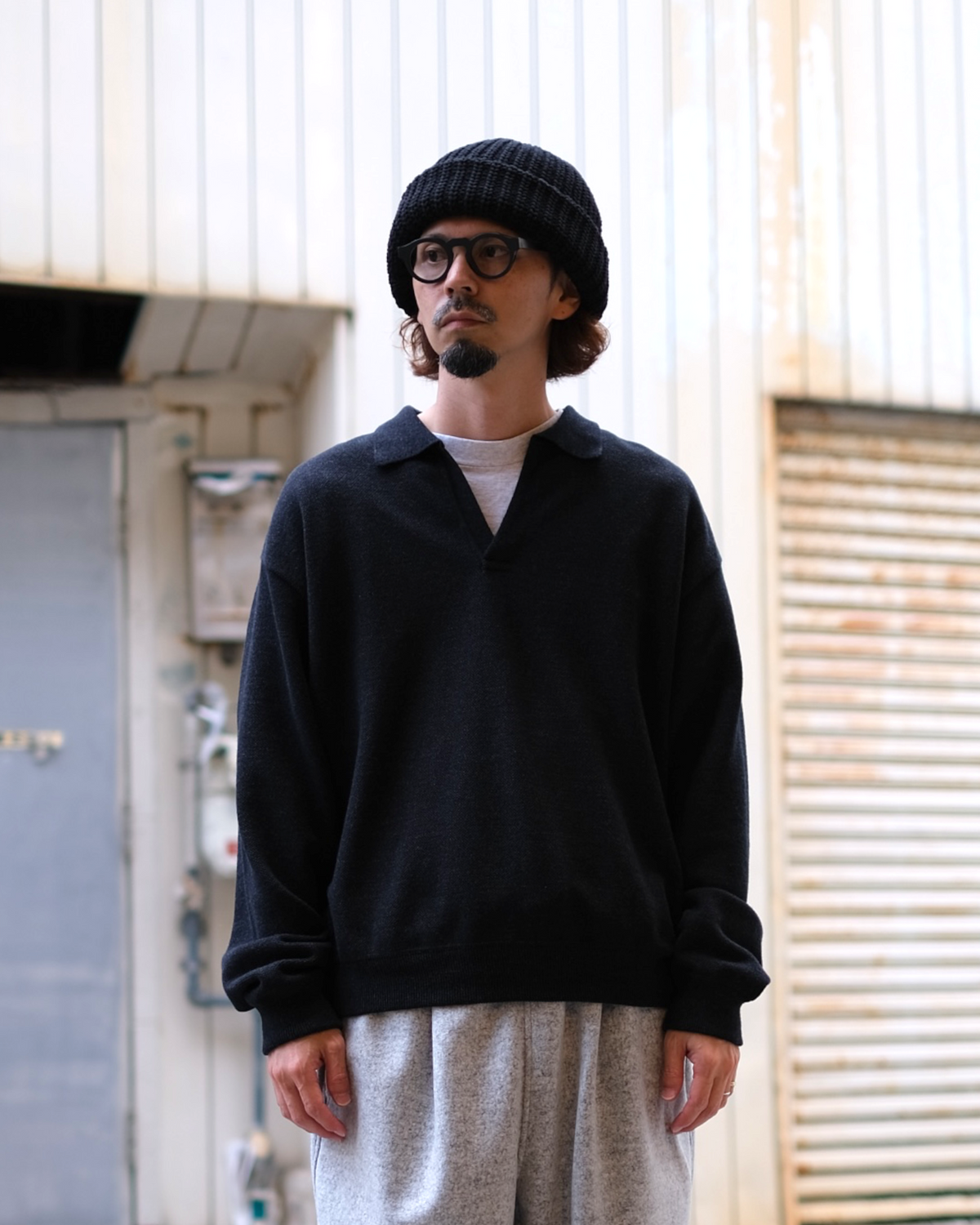 crepuscule "Co/Wo Moss Stitch Skipper" / クレプスキュール "長袖ニットスキッパー"