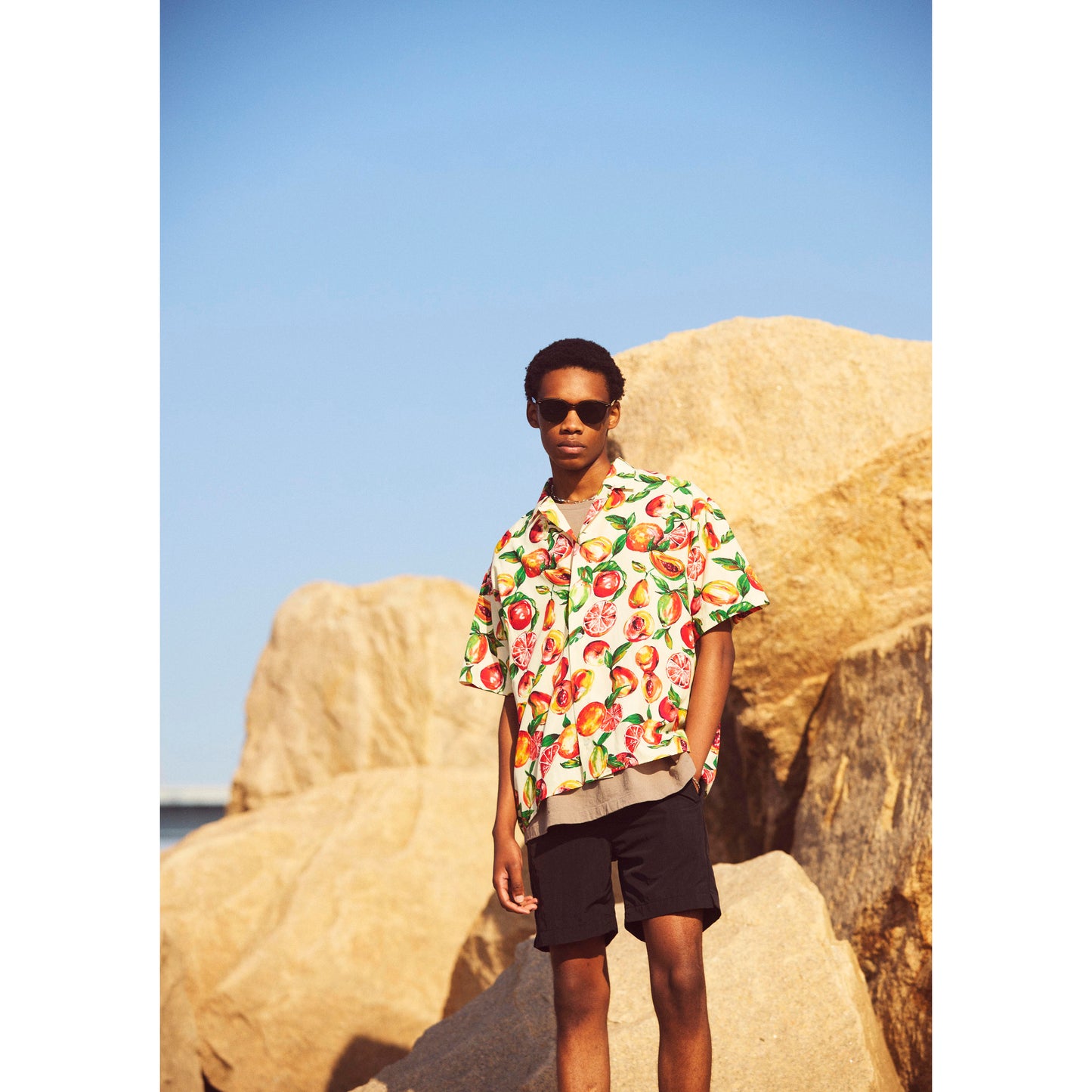 【30%off】SANDINISTA "Open Collar Semi-Double S/S Shirt" / サンディニスタ "レーヨン開襟柄シャツ"