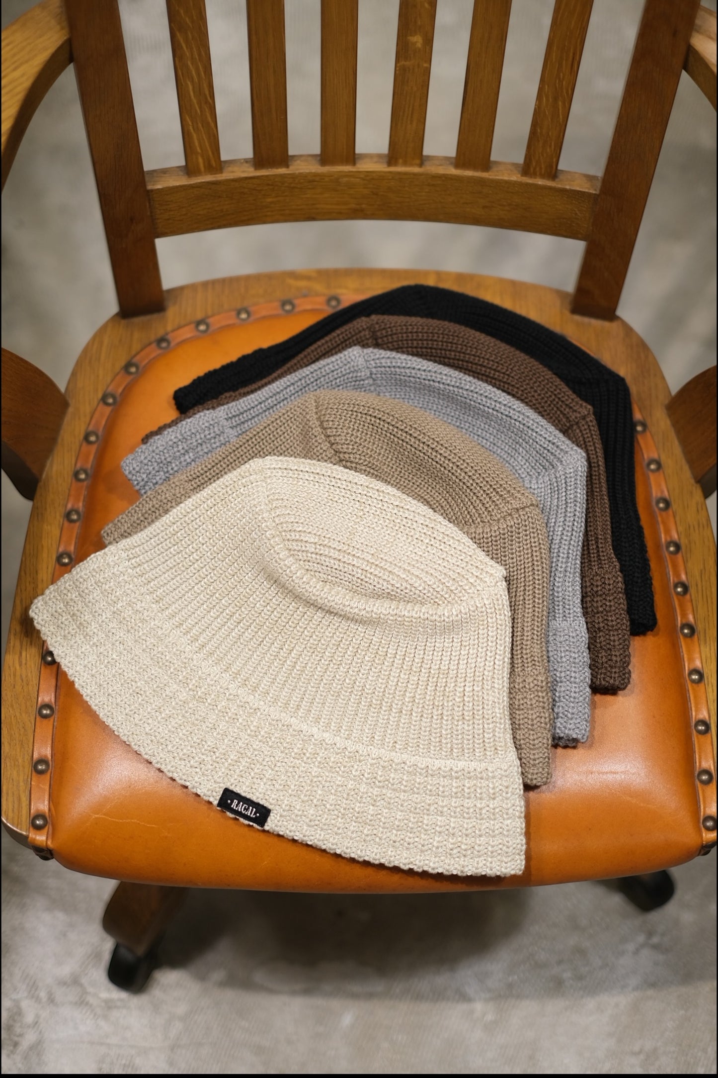 RACAL "Mesh Line Knit Bucket Hat"
