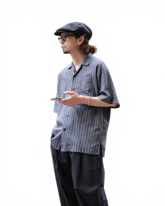 HEALTH "Summer Shirts #2" / ヘルス "ドルマンスリーブ開襟シャツ"紺縞