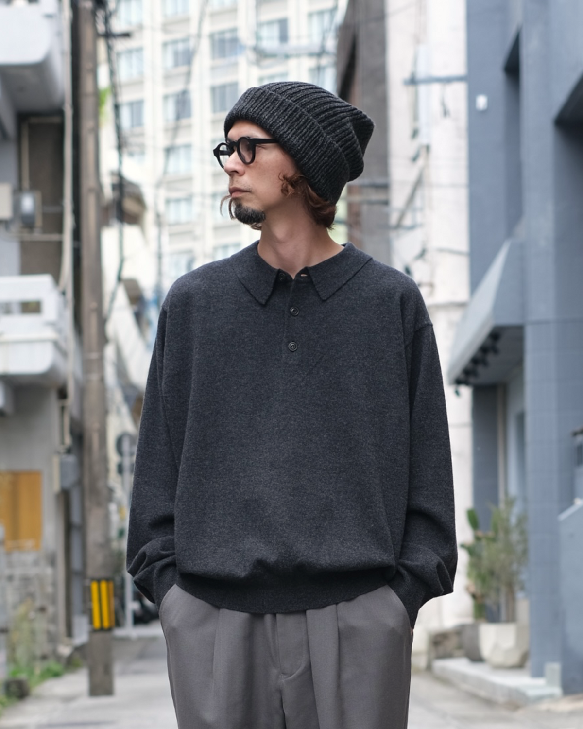 crepuscule "L/S Polo" / クレプスキュール "長袖ニットポロ"