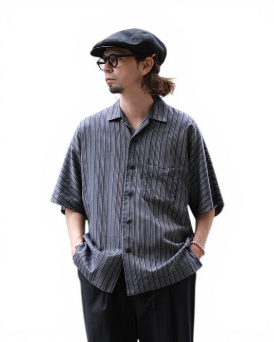 HEALTH "Summer Shirts #2" / ヘルス "ドルマンスリーブ開襟シャツ"紺縞