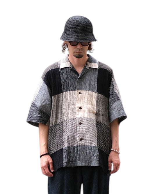 HEALTH "Summer Shirts #2" / ヘルス "ドルマンスリーブ開襟シャツ"白茶格子