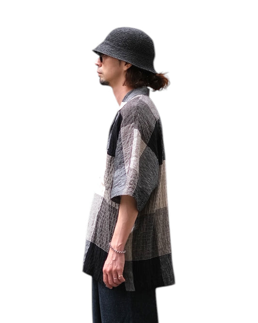 HEALTH "Summer Shirts #2" / ヘルス "ドルマンスリーブ開襟シャツ"白茶格子