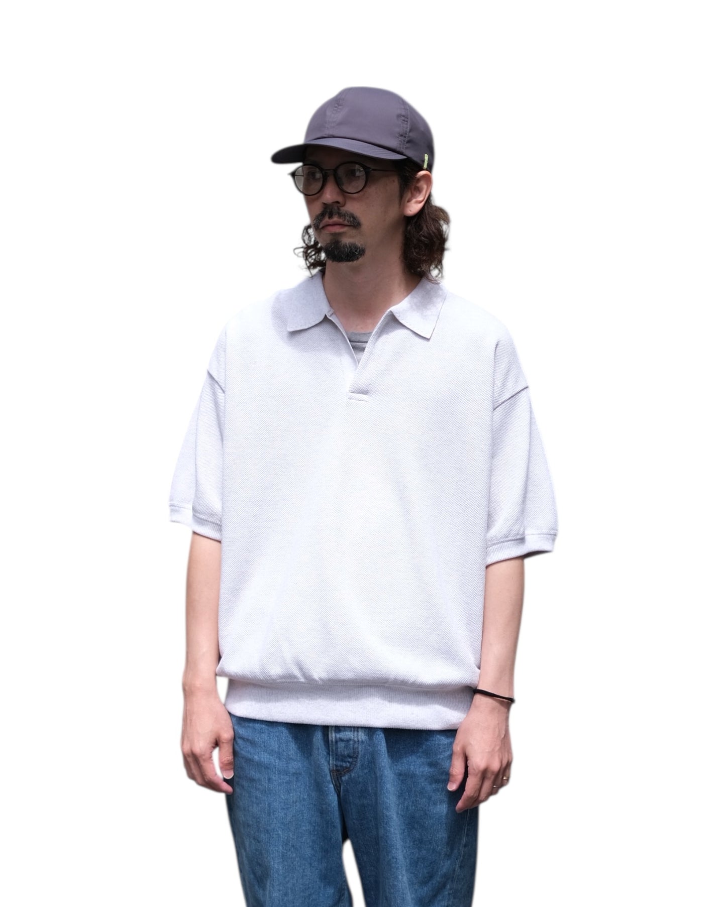 crepuscule "Co/Ra Moss Stitch Skipper" / クレプスキュール "コットン/レーヨン鹿の子スキッパー"