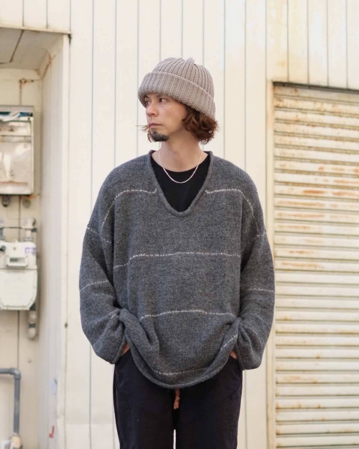 INNAT "V Neck Line Border Sweater" / インアット " Vネックラインボーダーセーター"