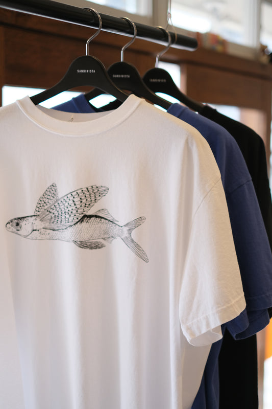 SANDINISTA "American Cotton "Flying Fish" Tee" / サンディニスタ "トビウオプリントTシャツ"