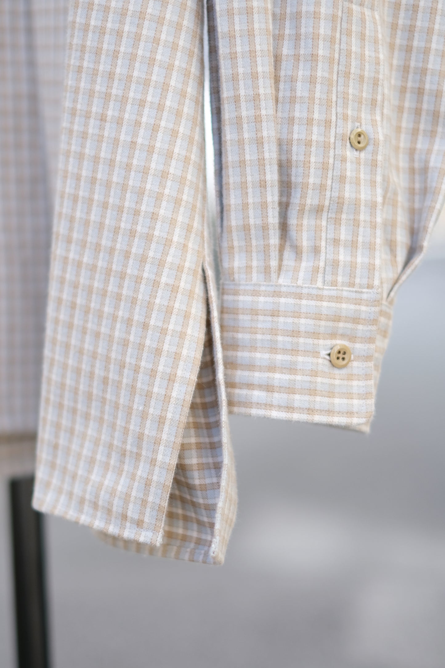 SANDINISTA "Band Collar Oversized Check Shirt" / サンディニスタ "バンドカラーオーバーサイズチェックシャツ"