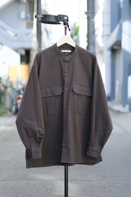 SANDINISTA "Band Collar Oversized Check Shirt" / サンディニスタ "バンドカラーオーバーサイズチェックシャツ"