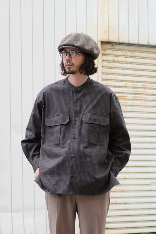 SANDINISTA "Band Collar Oversized Check Shirt" / サンディニスタ "バンドカラーオーバーサイズチェックシャツ"