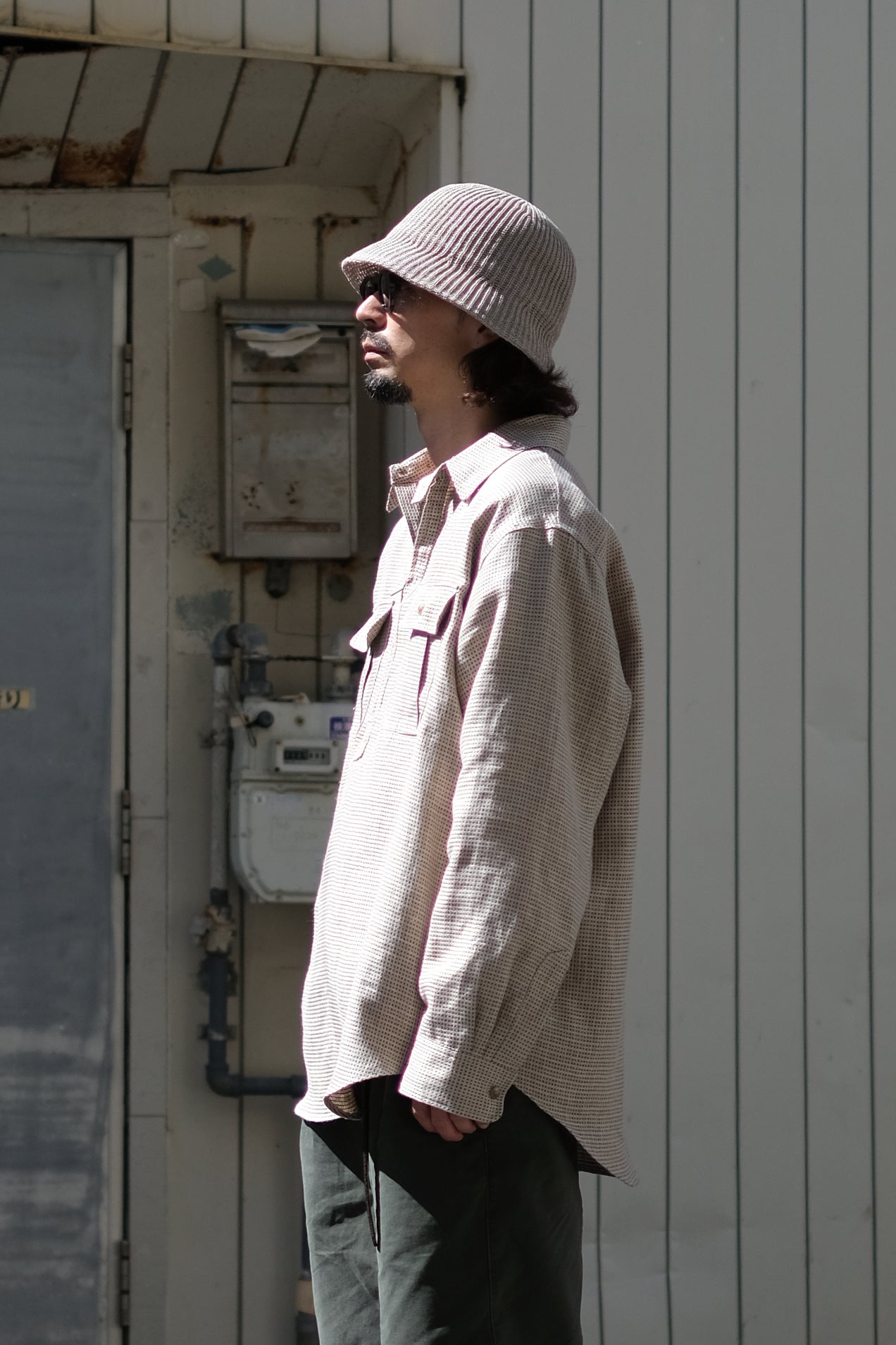HACHYARDS オリーブ ハーフジップシャツ MENS】ハーフジップ長袖Tシャツ メンズTシャツ 速乾 ストレッチ 日焼け