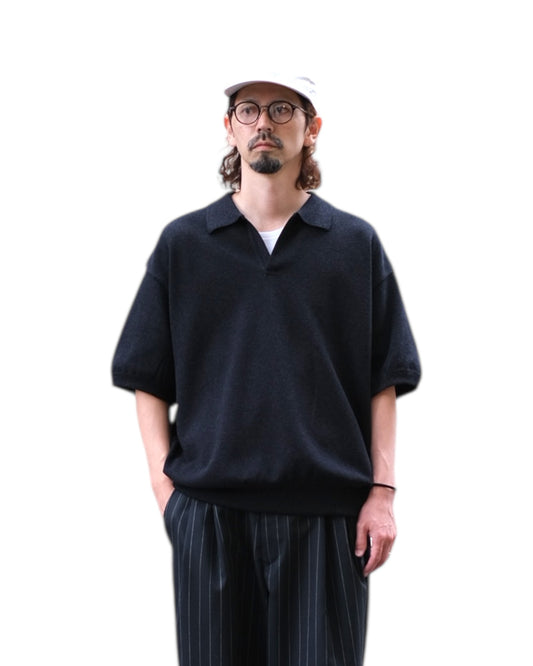 crepuscule "Co/Ra Moss Stitch Skipper" / クレプスキュール "コットン/レーヨン鹿の子スキッパー"