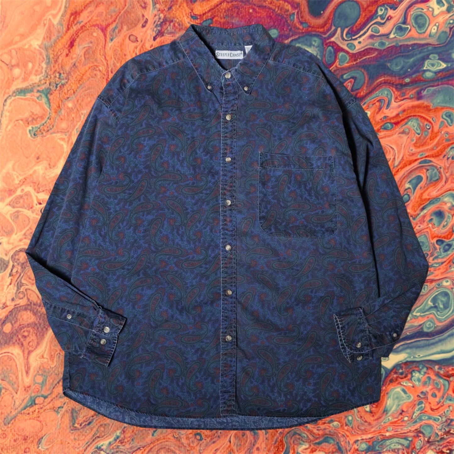 used&vintage "STEEPLE CHASE Paisley Pattern Shirts"